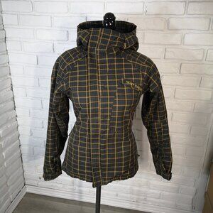 Helly Hansen Ladies Size Small Black & Gold Check Full Zip Snowboard Jacket